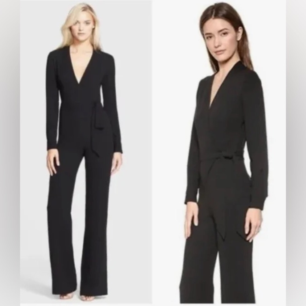 Diane von Furstenberg black wrap jumpsuit size 10